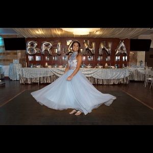Two piece light blue PROM/ SWEET 16 dress size 2